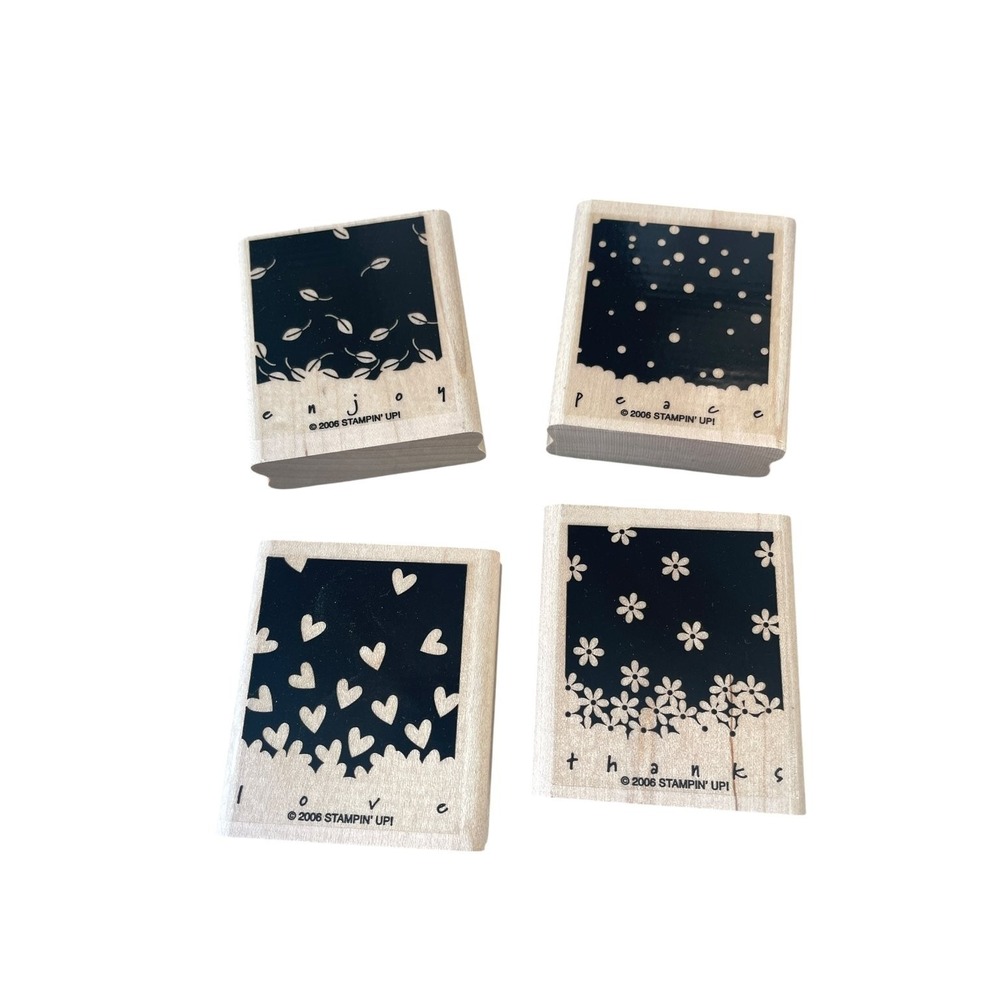Stampin' Up! "Gently Falling" Wood Mount Stamp Set 4-Piece Background